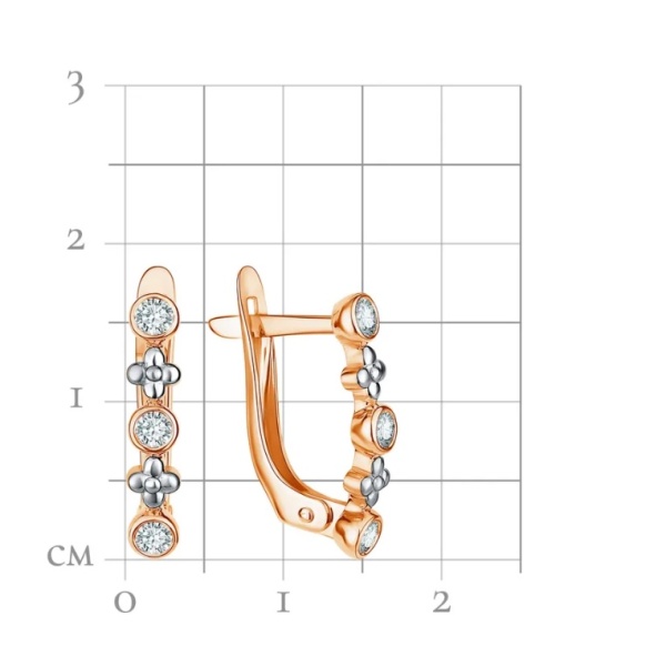 Серьги из красного золота с фианитами