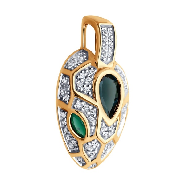 Подвеска из красного золота с агатами, топазом и фианитами