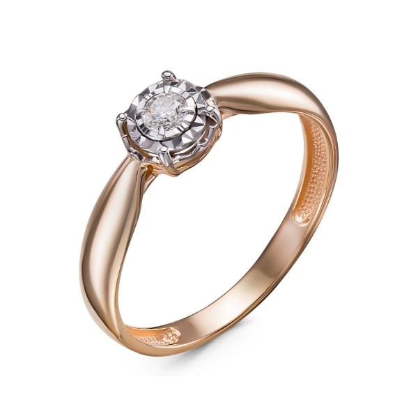 Кольцо из красного золота с бриллиантом