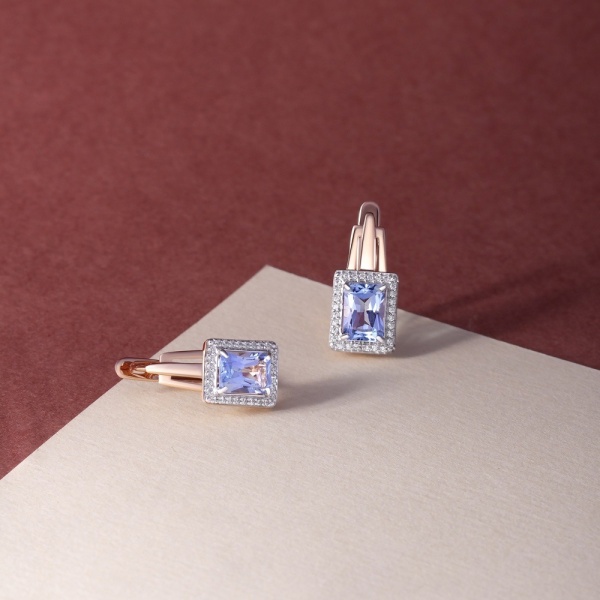 Серьги из красного золота с топазами и фианитами