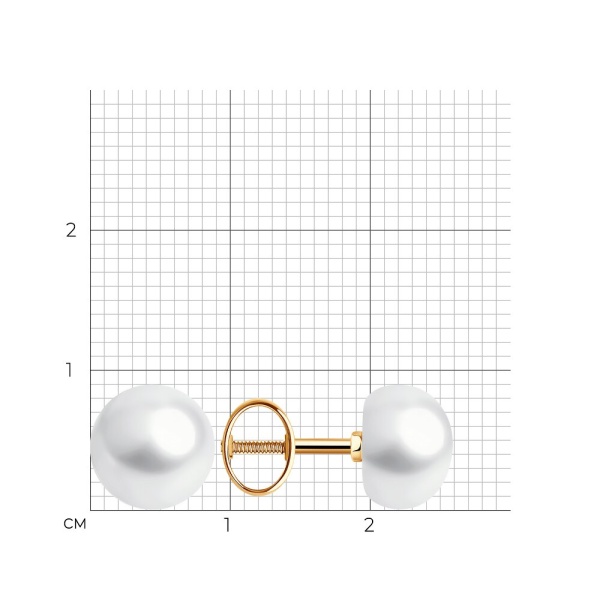 Серьги-пусеты из красного золота с жемчугом