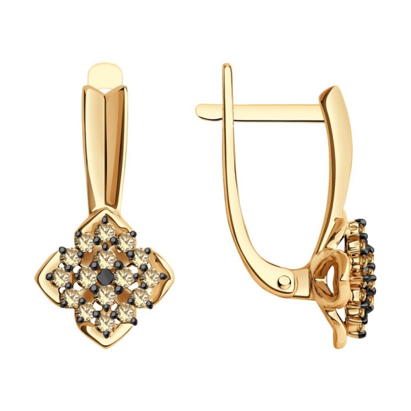 Серьги из красного золота с бриллиантами