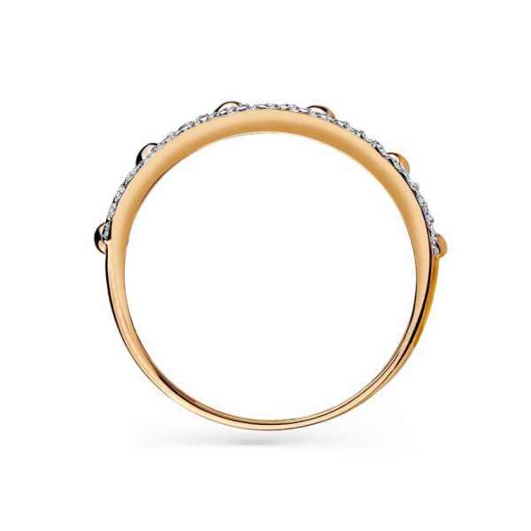 Кольцо в форме короны из красного золота с фианитами