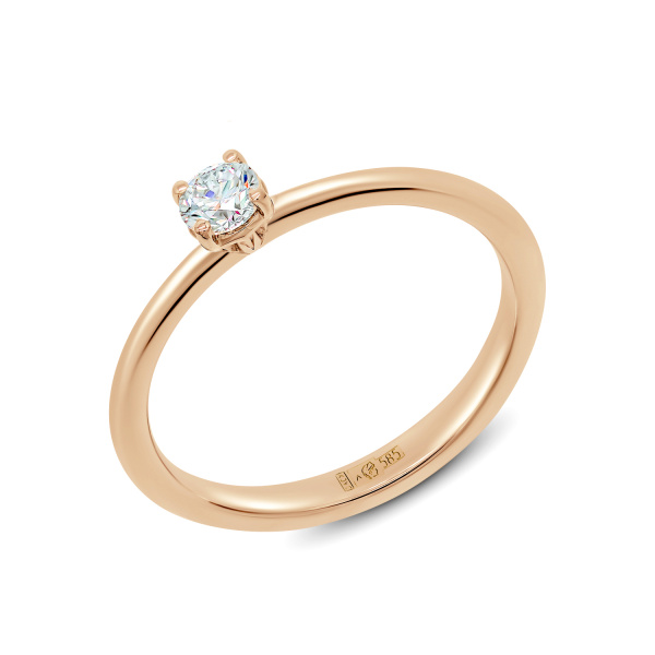 Кольцо из красного золота с бриллиантом