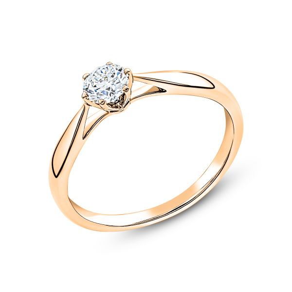 Кольцо из красного золота с бриллиантом