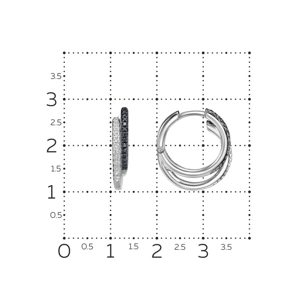 Серьги конго из белого золота с бриллиантами