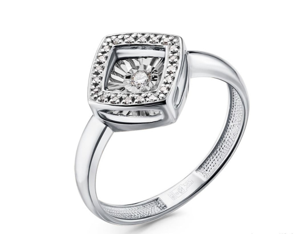 Кольцо из белого золота с танцующим бриллиантом