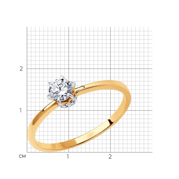 Кольцо из красного золота с фианитами