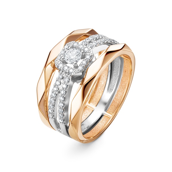 Кольцо из комбинированного золота с бриллиантами