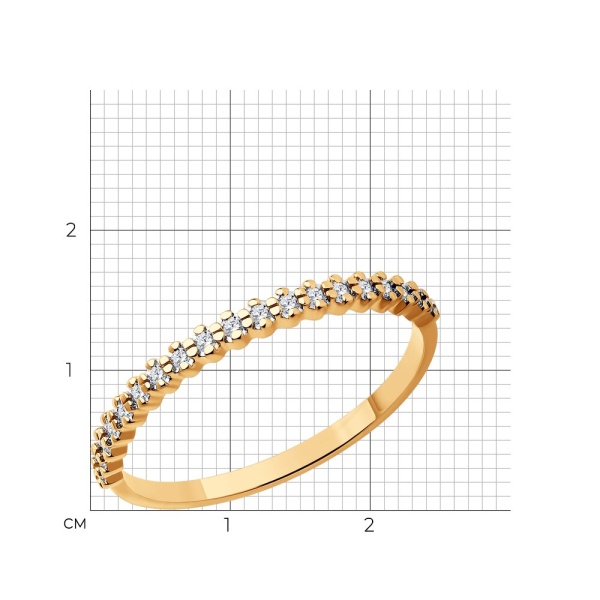 Кольцо из красного золота с фианитами