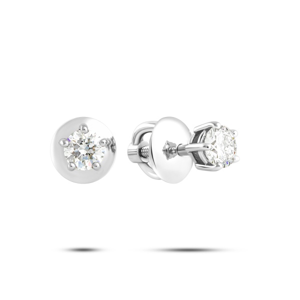 Серьги-пусеты из белого золота с бриллиантами