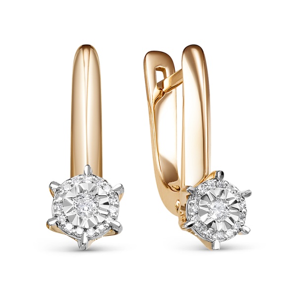 Серьги из красного золота с бриллиантами