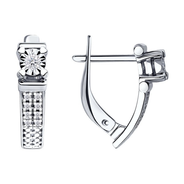 Серьги из белого золота с бриллиантами