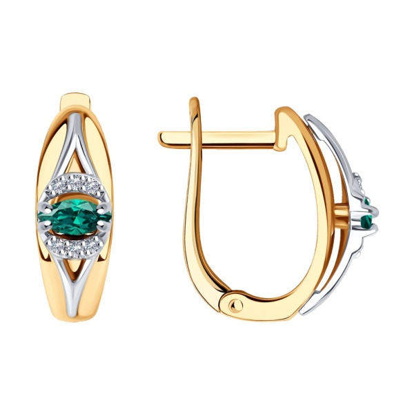 Серьги из красного золота с изумрудами и бриллиантами