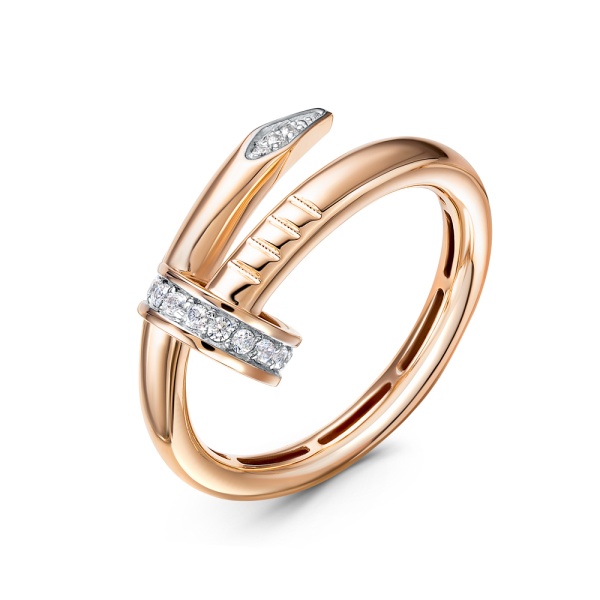 Кольцо из красного золота с фианитами