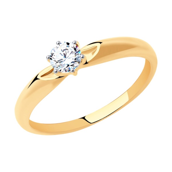 Кольцо из красного золота с фианитом