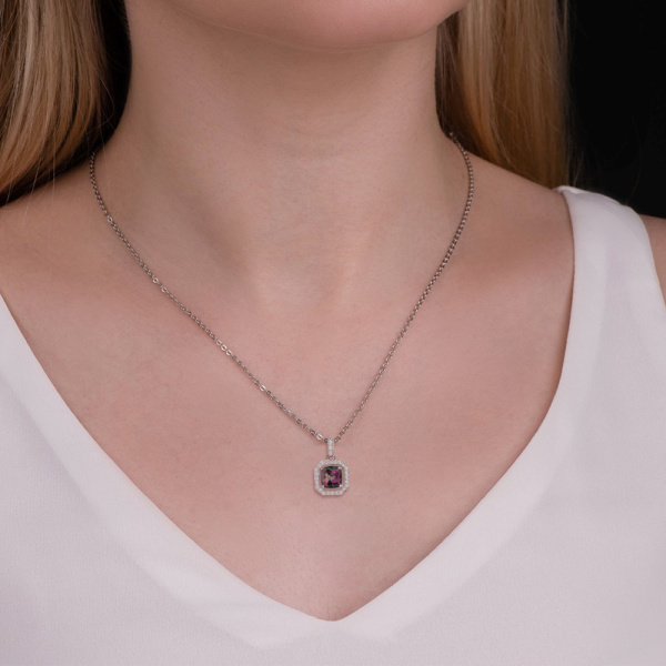 Подвеска из серебра с фианитами и кварцем