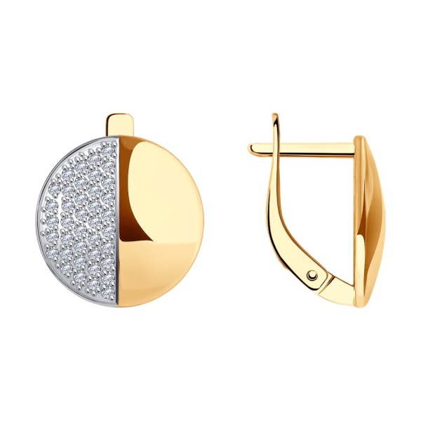 Серьги из красного золота с фианитами