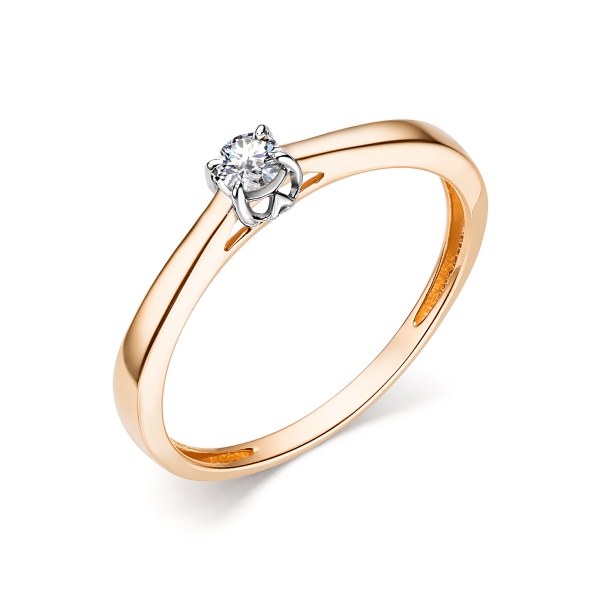 Кольцо из красного золота с бриллиантом