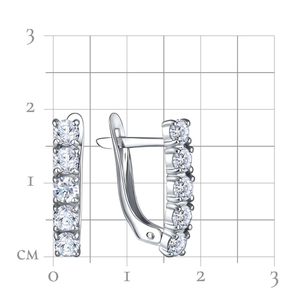 Серьги из серебра с фианитами