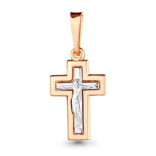 Крестик православный из комбинированного золота