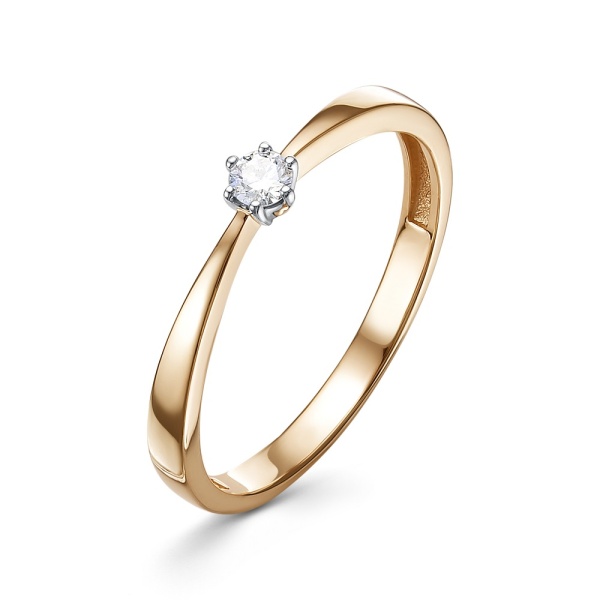 Кольцо из красного золота с бриллиантом