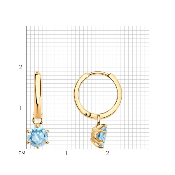 Серьги конго из красного золота с топазами