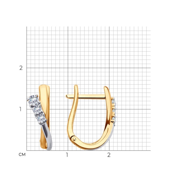 Серьги из красного золота с фианитами
