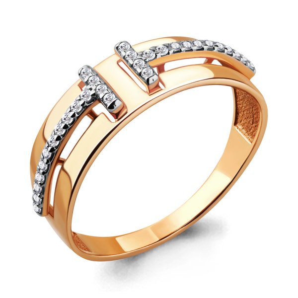 Кольцо из красного золота с фианитами