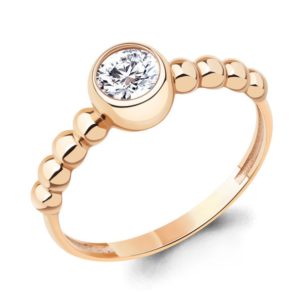 Кольцо из красного золота с фианитом