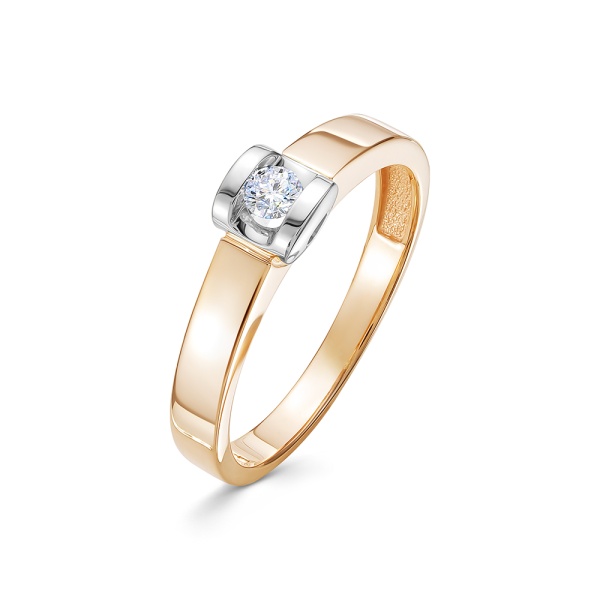 Кольцо из красного золота с бриллиантом