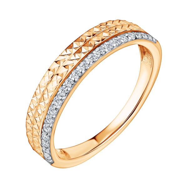 Кольцо из красного золота с фианитами