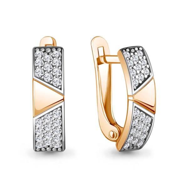 Серьги из красного золота с фианитами