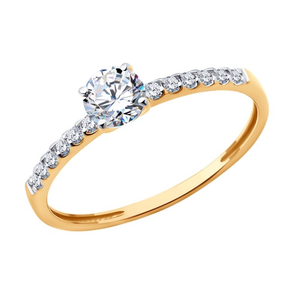 Кольцо из красного золота с фианитами