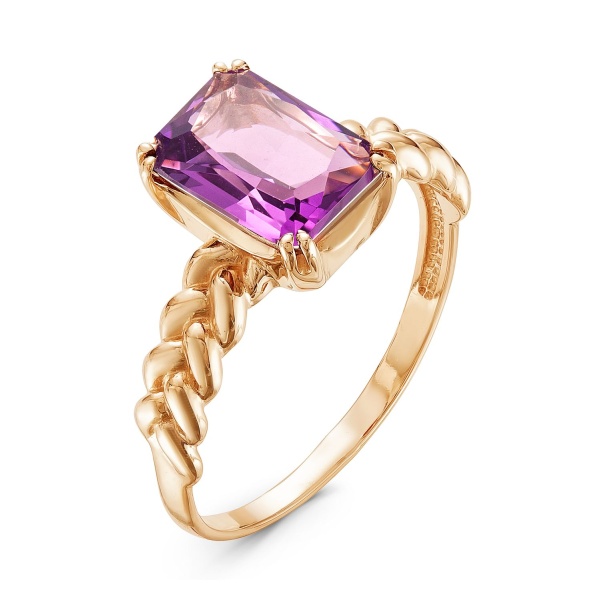 Кольцо из красного золота с аметистом