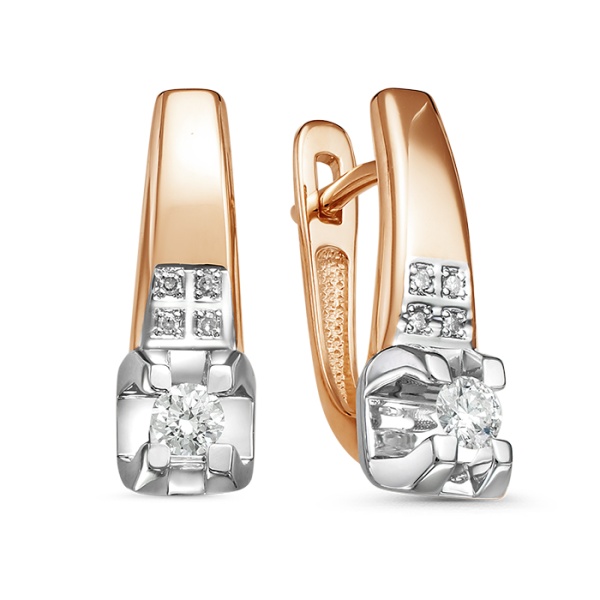 Серьги из красного золота с бриллиантами