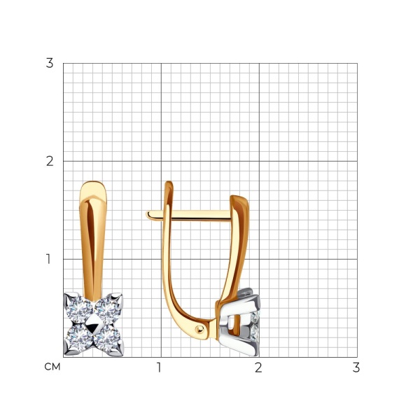 Серьги из красного золота с фианитами