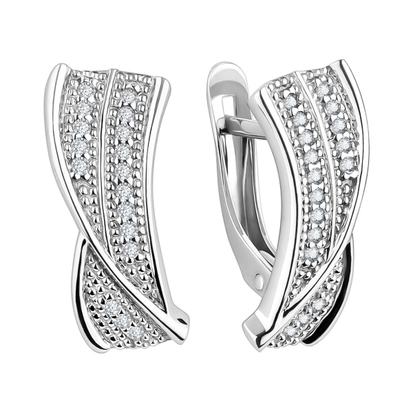 Серьги из серебра с фианитами