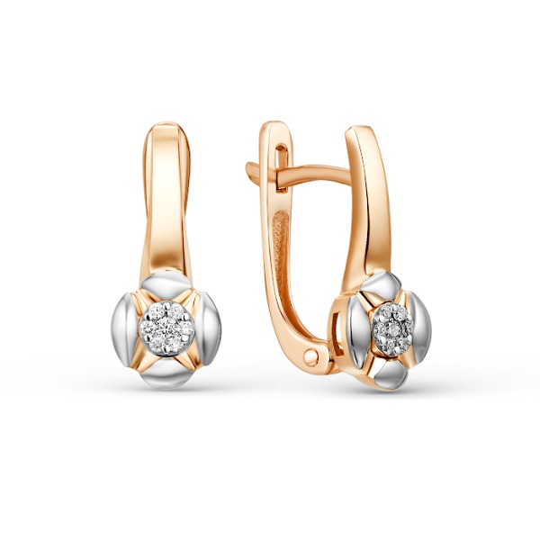 Серьги из красного золота с бриллиантами