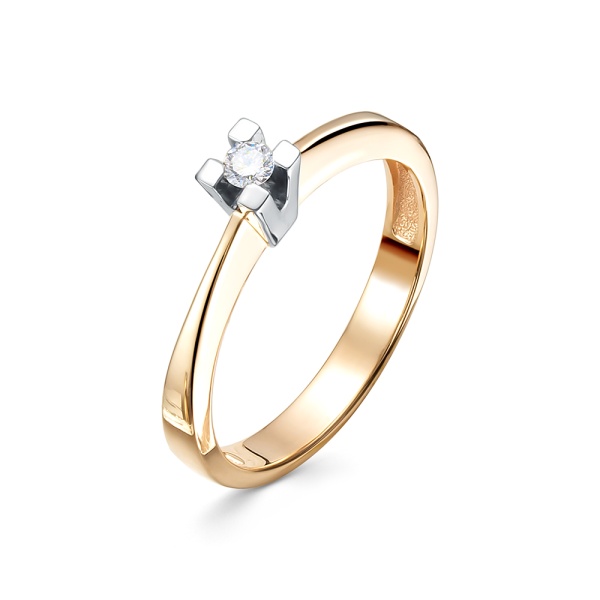 Кольцо из красного золота с бриллиантом