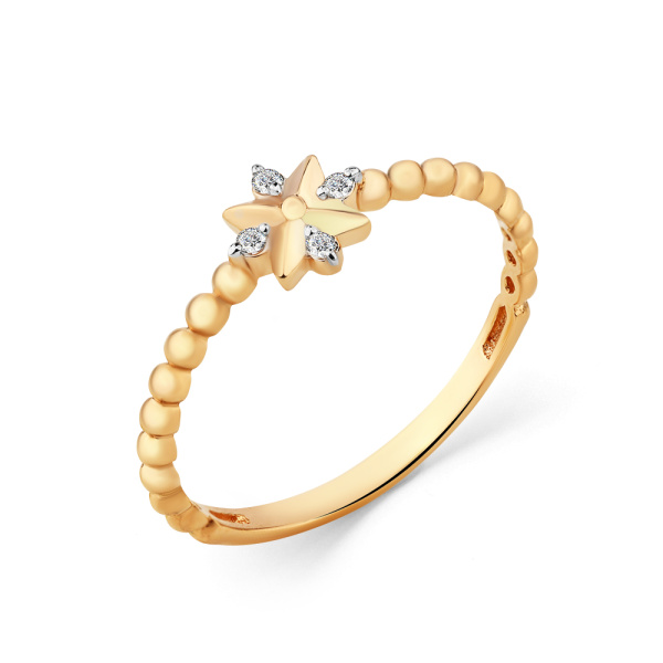 Кольцо из красного золота с фианитами