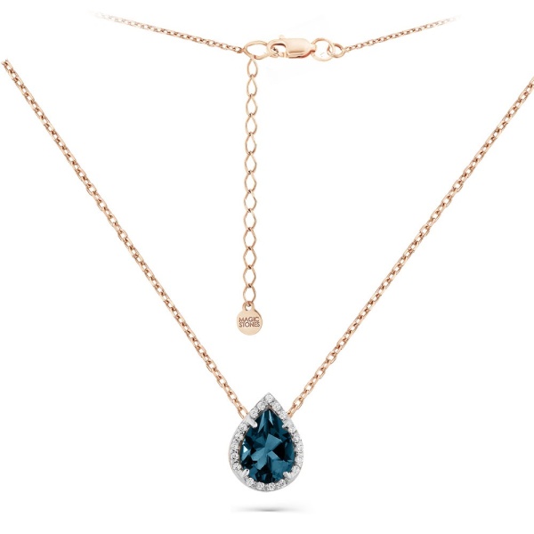 Колье из красного золота с топазом и фианитами