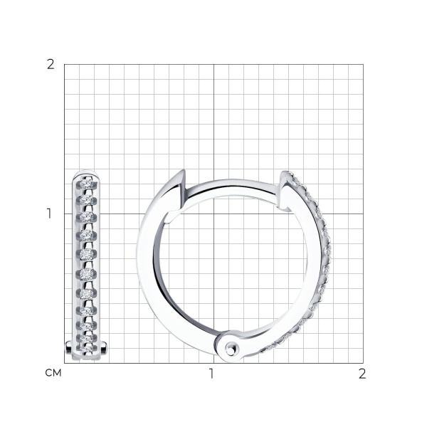 Серьги конго из белого золота с бриллиантами