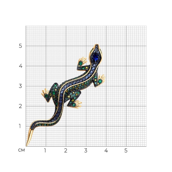 Брошь из красного золота с миксом камней