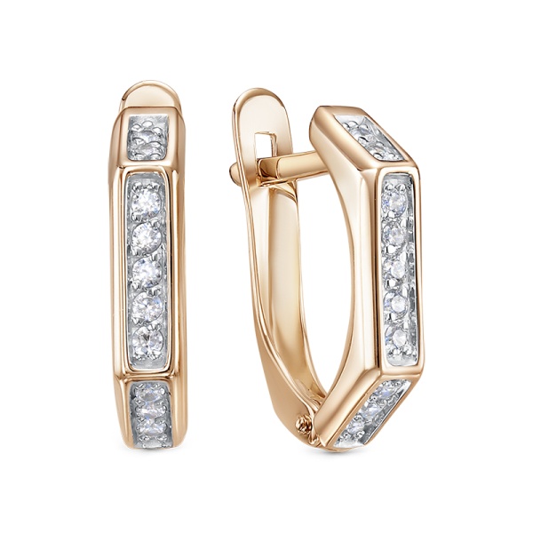 Серьги из красного золота с фианитами