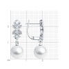 Серьги из белого золота с жемчугом, горным хрусталем и бриллиантами