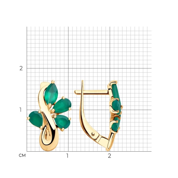 Серьги из красного золота с агатами