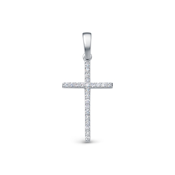 Декоративный крестик из белого золота с бриллиантами