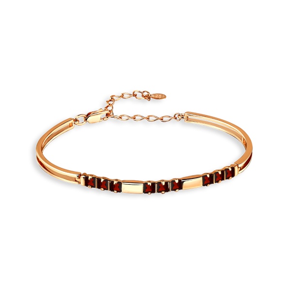 Браслет из красного золота с гранатами