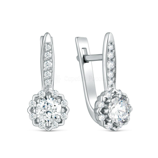 Серьги из серебра с фианитами